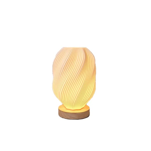 USB Dimbar 3D-Printad Bordslampa med Träfot - Modern Sänglampa