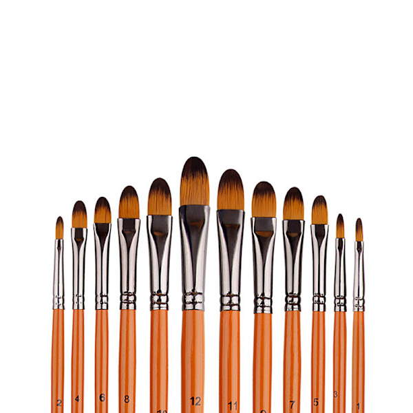 Sæt med 12 gouache malepensler i træ og nylon - HB-25114D