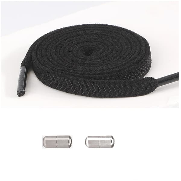 Elastiske snørebånd med sølvspænder - 2 par Black Black