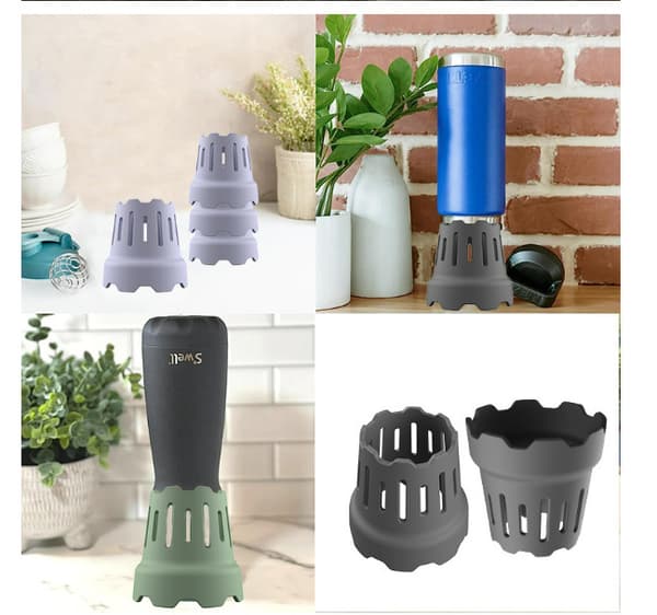 4-pack silikonavställningsställ för koppar, köksbänksarrangör för glas, muggar och flaskor Grey Grey