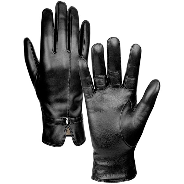Vinterhandsker i fåreskind til kvinder - Touchscreen & Varme Sort M