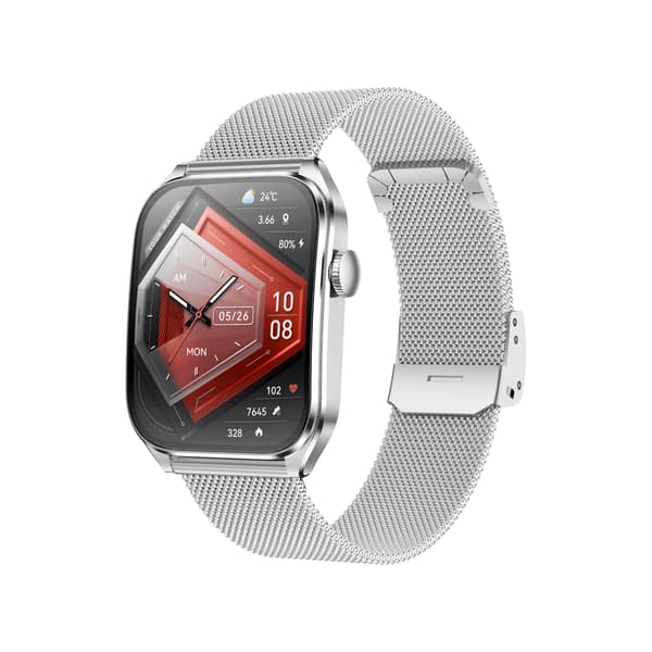 Multifunktionell Smartwatch med AMOLED-skärm, Bluetooth-samtal och Hälsoövervakning Silver Silver