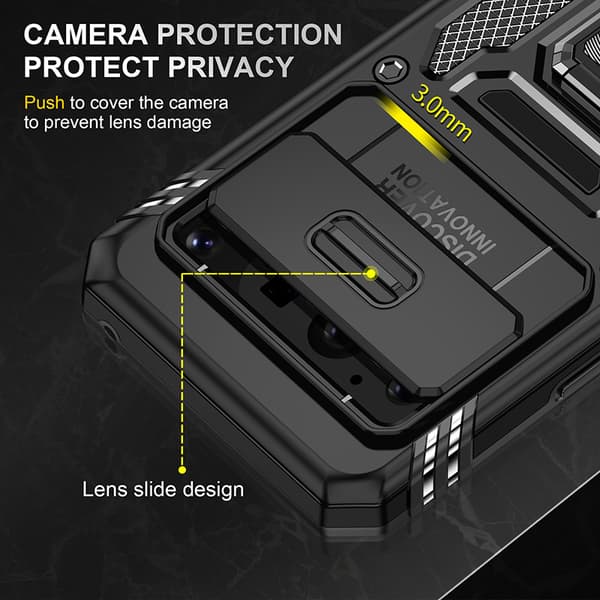 Google Pixel Black Case med ringstander og glidende linse Google Pixel 7