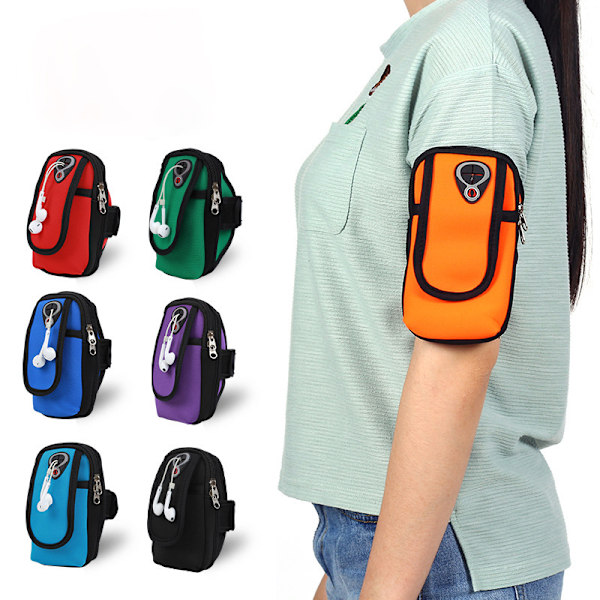 Utomhus Dubbel Ficka Löpararmband - Lättviktigt & Bekvämt Orange