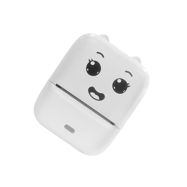 Mini Bluetooth termisk etiketprinter med 5 selvklæbende ruller, 5 papirruller, 203dpi og trådløs udskrivning White White