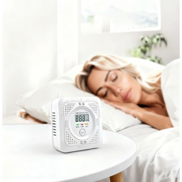 Stemmeudsendelse Kulilte Alarm CO Detektor - Lyd- & Visuelle Alarmer Sort