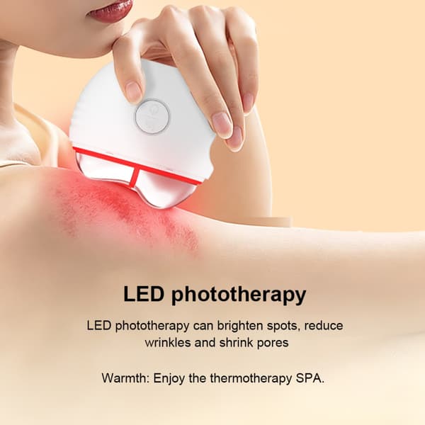 Elektrisk EMS-gua sha-apparat med varmeprobe og farvelys til ansigt og krop White White