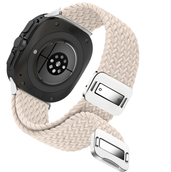 Samsung Watch 7 Ultra Elastic Woven Nylon Strap White White
