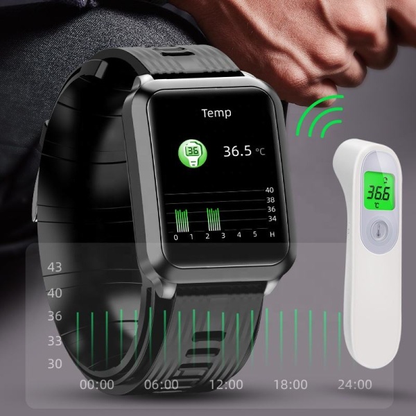 INF Smartwatch med blodtrycksmätare Svart