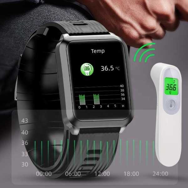 Smartwatch med blodtrycksmätare Svart
