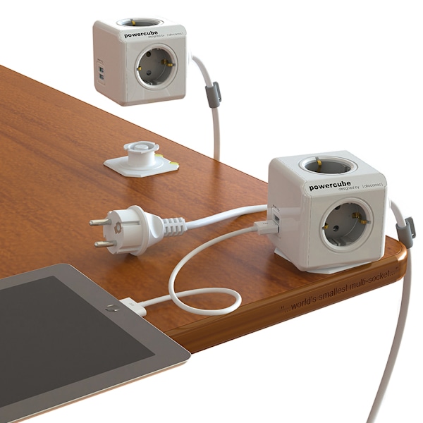 PowerCube Extended 4 Sockets, 2 USB, 1.5 m, grey