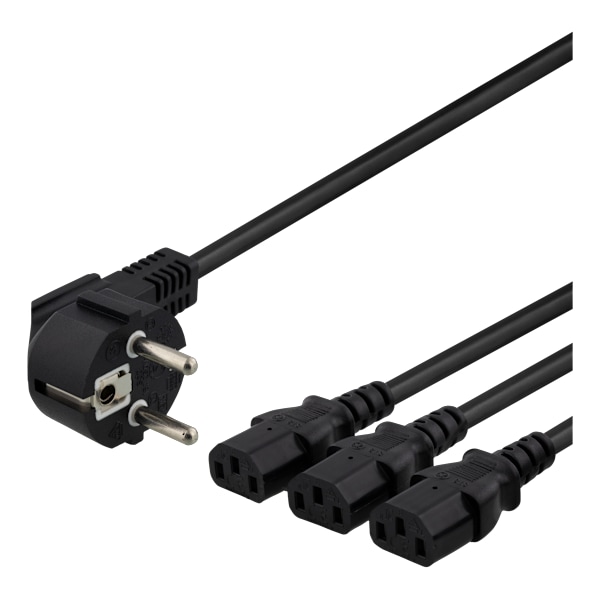 Device Y-cable, 3-way CEE 7/7-3xIEC C13, 1m+2m, black