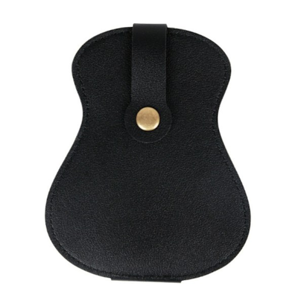 Guitar Pick Holder Pung - PU Læder Plektrum Etui med Stor Kapacitet Sort