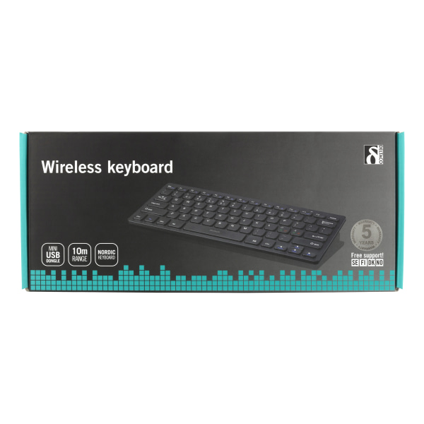 Wireless mini keyboard muted keys nanoreceiv USB 10m range