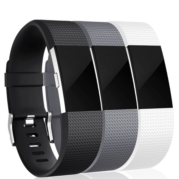 INF Fitbit Charge 2 vaihtoranneke silikoni 3-pakkaus (S) Musta/harmaa/valkoinen