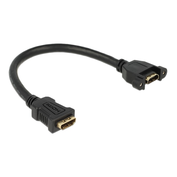 HDMI cable  panel mount 2xHDMI 19pin female 0.25m black