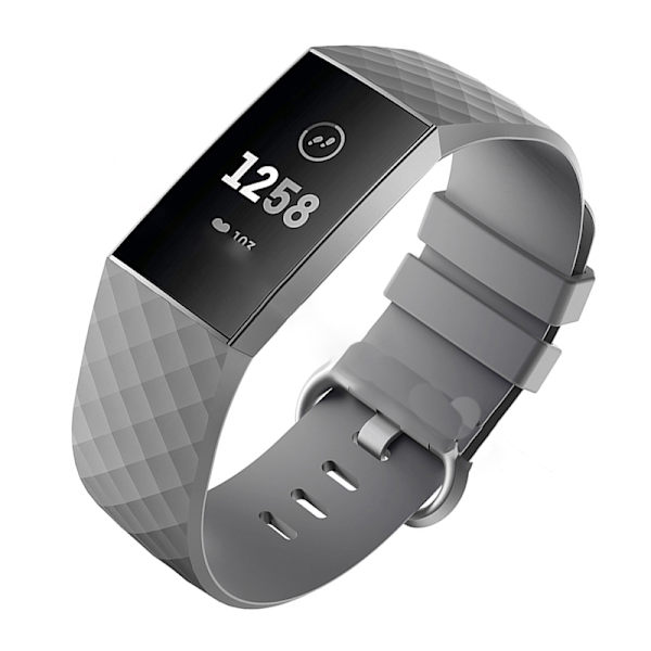Grått stort silikonarmband för Fitbit Charge 4/3
