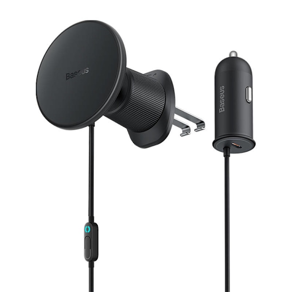 Magnetisk biltelefonholder Baseus CW01 til Ventilationsgitter med biloplader USB-C, 15W + 25W (sort)