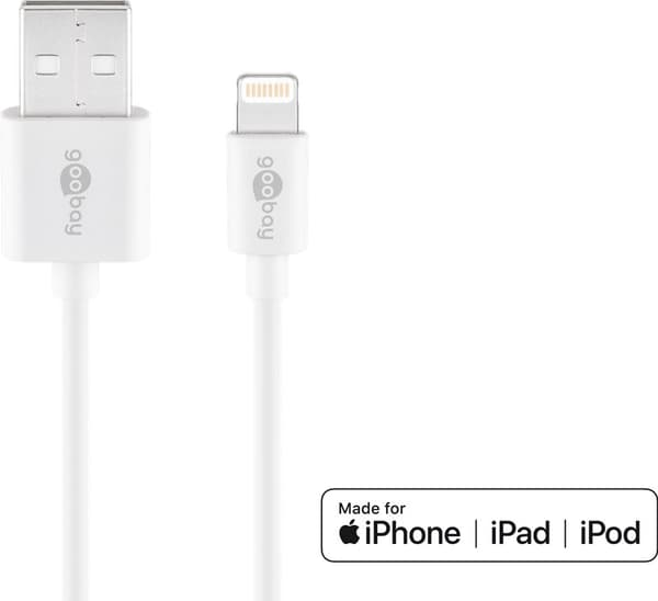 Lightning USB-kaapeli lataamiseen ja synkronointiin, 3 m, valkoinen