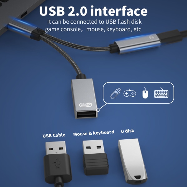 INF USB-C (han) til USB (hun) + USB-C PD ladestik og OTG adapter USB 2.0