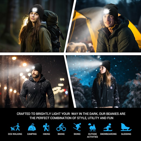 LED-pipo Bluetooth-kuulokkeilla - Yksi valo Musta