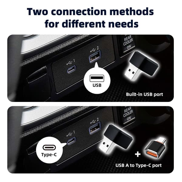 Trådløs CarPlay Adapter - D07 Sølv 2-i-1 til Apple & Android Telefoner - Problemfri Forbindelse