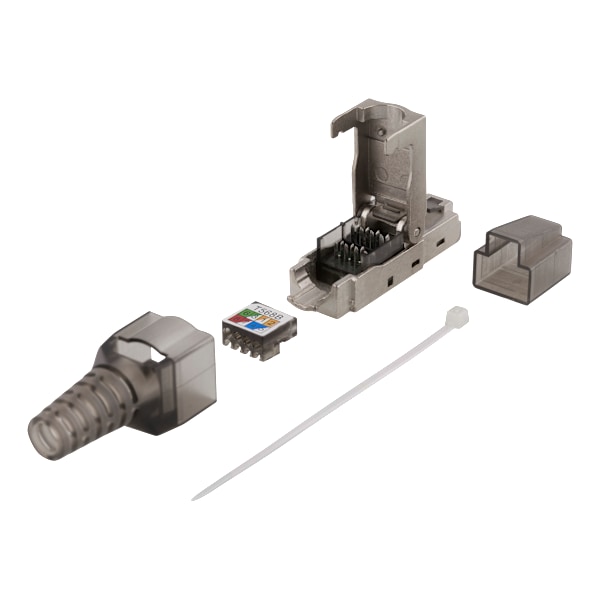 RJ45 plug Cat6A, shielded, tool-less, metal