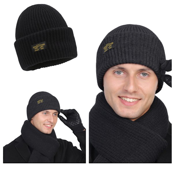 To-i-en Stablet Beanie Hat Mænds Sort