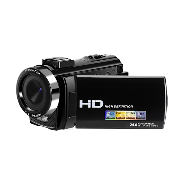 INF Videokamera 1080P / 24MP / 16x zoom ja käännettävä LCD-näyttö