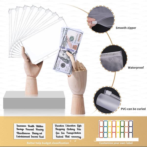 Marmor A6 Budgetpärm med kontantkuvert, Expense Tracker Notebook Black Black