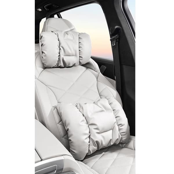 Auton ristiseläntuen tyynysetti - niskatuki + ristiseläntuki White White