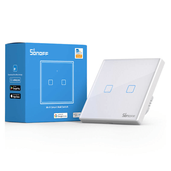 Smart Switch WiFi + RF 433 Sonoff T2 EU TX (2-kanals) uppdaterad