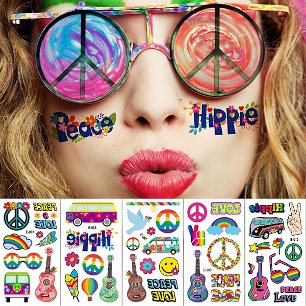 Hippie Tillfälliga Tatueringar (Set med 10) C