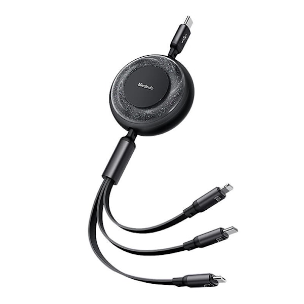 3-i-1 USB till USB-C / Lightning / Micro USB-kabel, Mcdodo CA-5220, 1,2 m (svart)