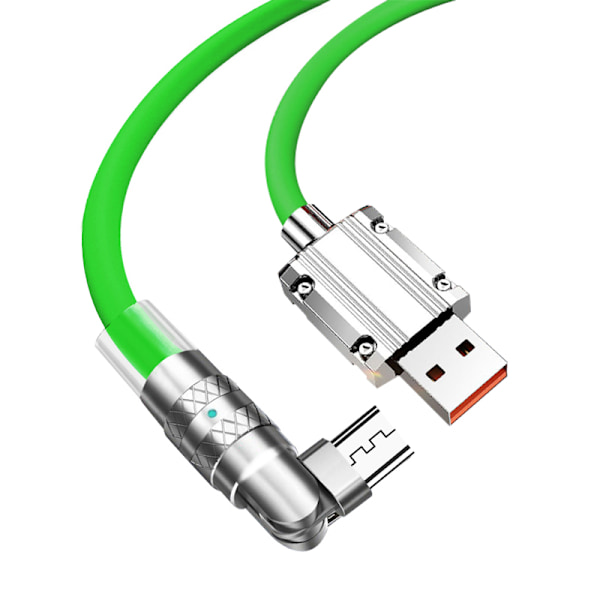 120W flydende silikone 90° rotation hurtigopladningskabel med USB-mikroport 1,2 m Grøn