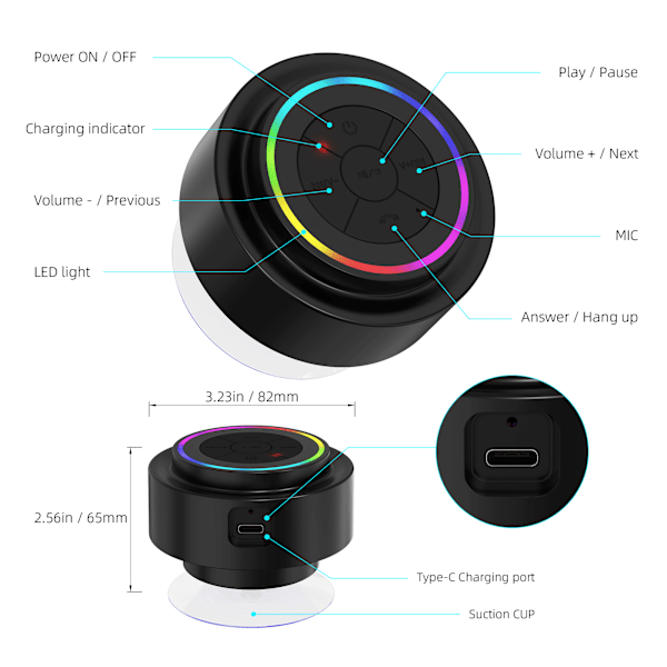 Trådlös högtalare med RGB-ljus