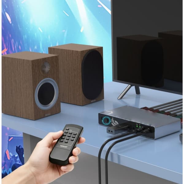 Digital lyddekoder med optisk, coaxial, USB og 5.1-kanals analog lydudgang til hjemmebiograf og lydudstyr
