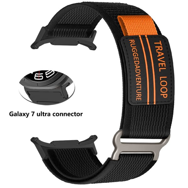 Nylon urrem til Galaxy Watch 7 Ultra Black + Black Black + Black