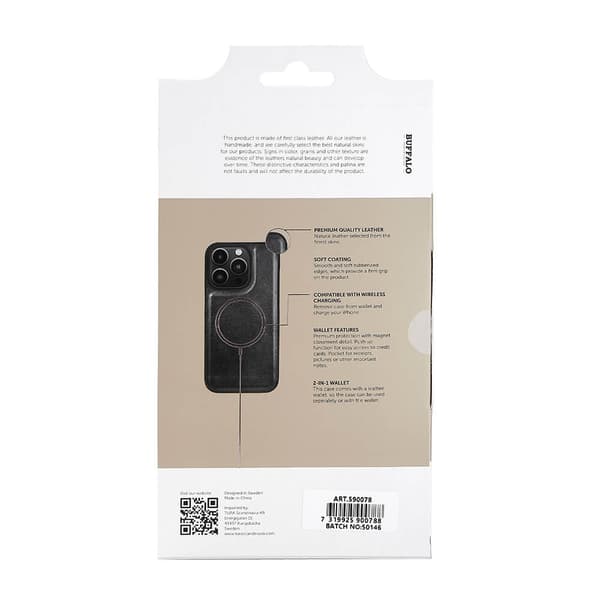 2in1 Wallet Leather 3 card iPhone 14 Pro Black