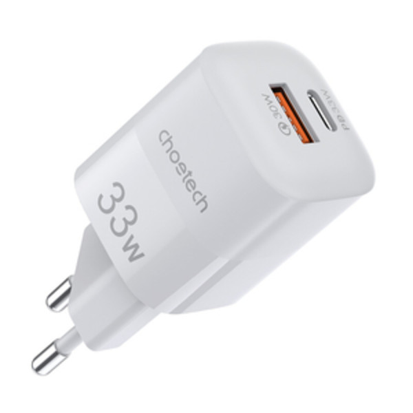 Väggladdare Choetech, 33W, PD5006 A+C dubbelport (vit)