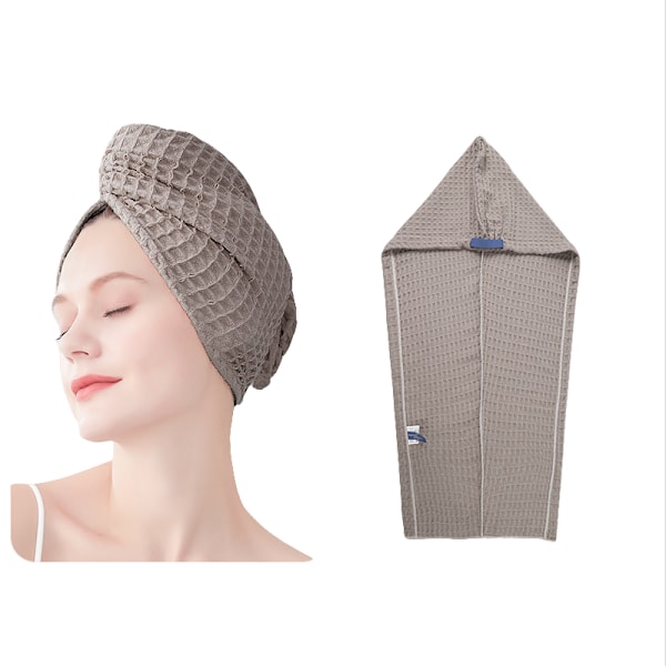 Hurtigtørrende hårhåndklæde turban - Superabsorberende mikrofiber hårhåndklæde kaffe