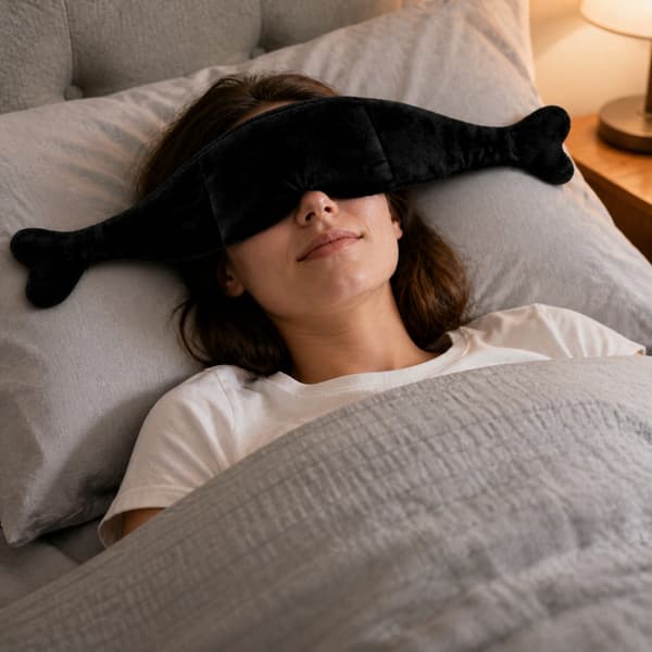 Viktad sovmask i mjuk polyester med glaspärlefyllning Black Black