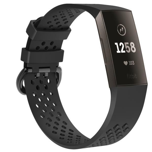 Fitbit Charge 3/4 ranneke silikoni musta (L)