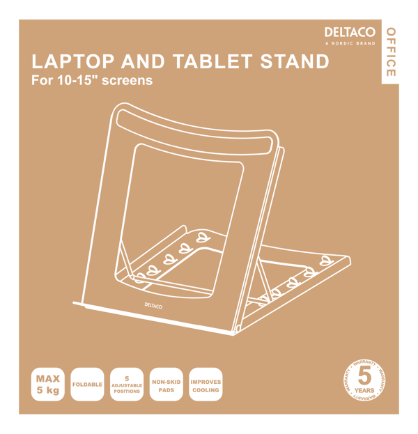 OFFICE Foldable steel laptop/tablet stand 5 adjust 1015"