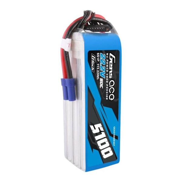 Gens ace G-Tech 5100mAh 80C 22,2V 6S1P Lipo-batteripaket med EC5-kontakt