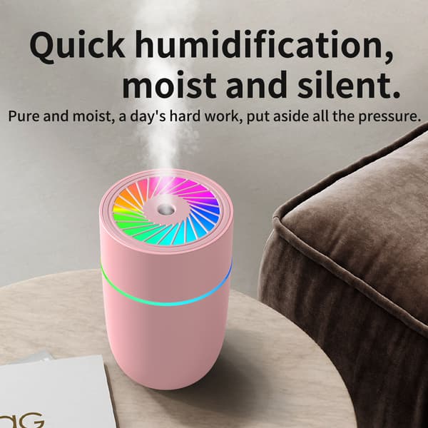 WT-009 Bil Luftfugter: USB Mini Støjsvag Farverigt Lys Pink Pink