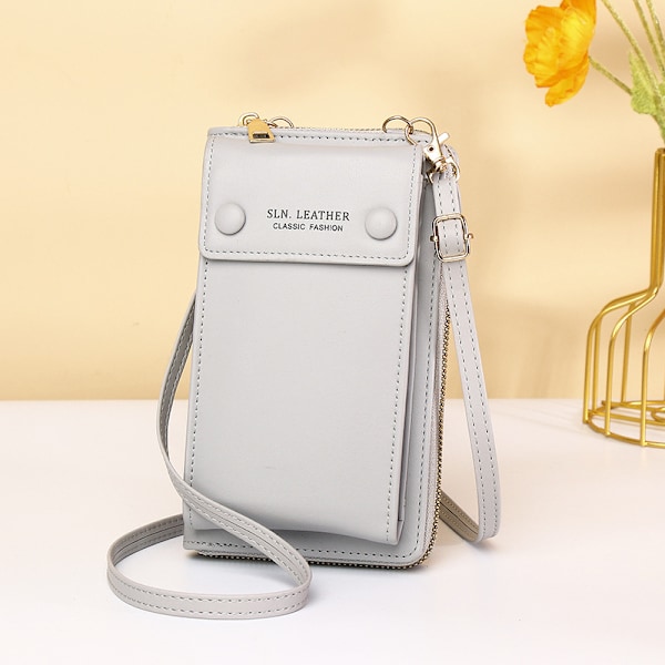 Stilfuld PU-læder Crossbody-telefontaske Grå