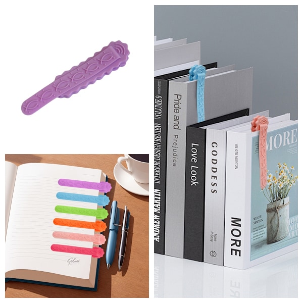 2 minimalistisen silikonikirjanmerkin setti Violetti