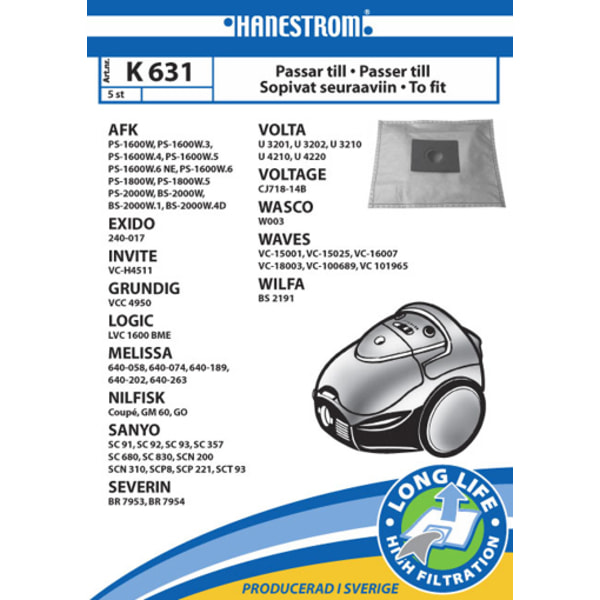 Dammsugarpåsar K631