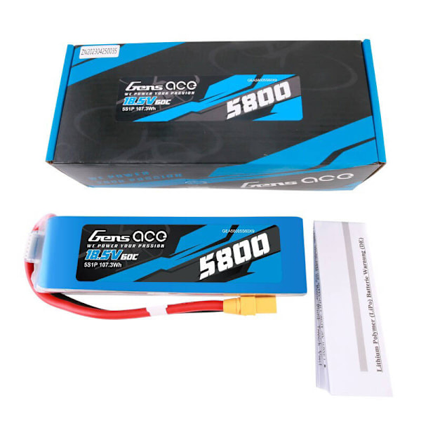 Gens ace 5800mAh 60C 18,5V 5S1P Lipo batteripakke med XT90 stik